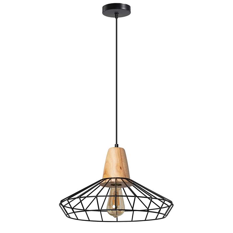 Pendant Lighting With Black Wire Cage~4996