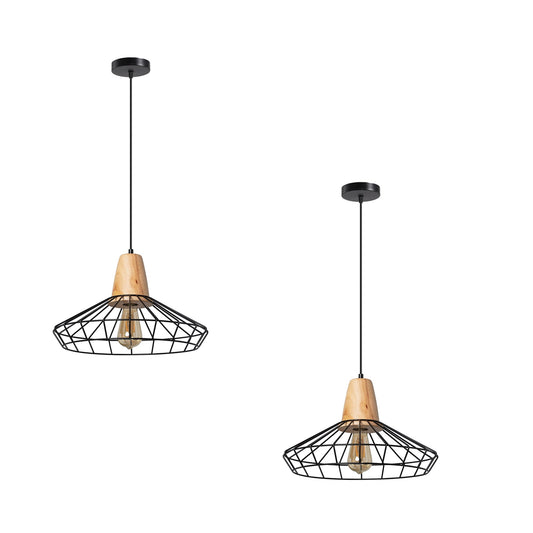 Pendant Lighting With Black Wire Cage~4996